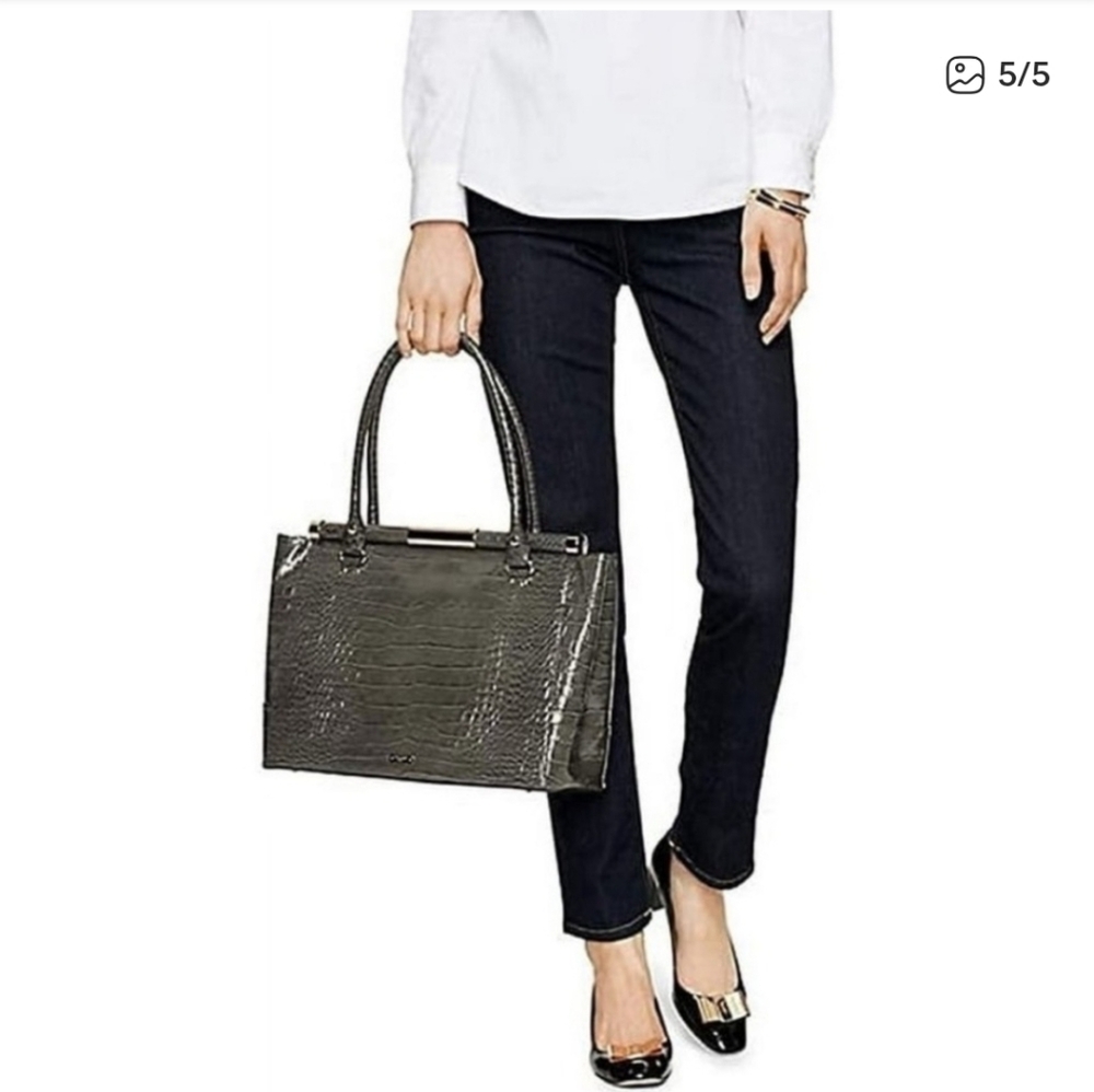 Kate Spade Knightsbridge Graphite Croc-Embossed Tote - Picture 5 of 13